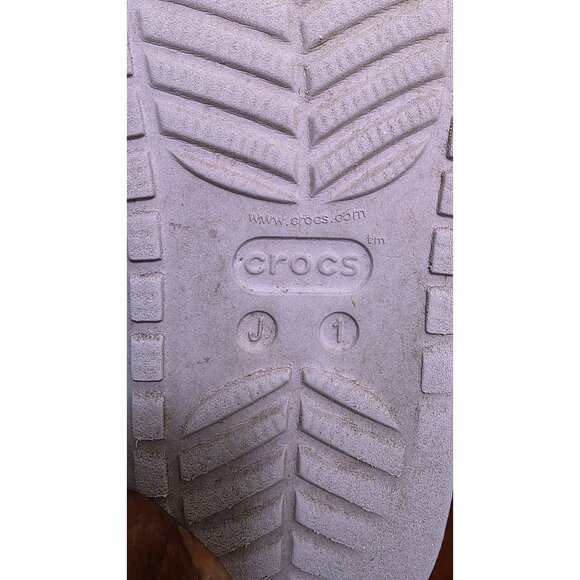 Crocs Kids Wedge Clog Sandals Purple & Black Leopard Print Size 1 - Picture 7 of 7